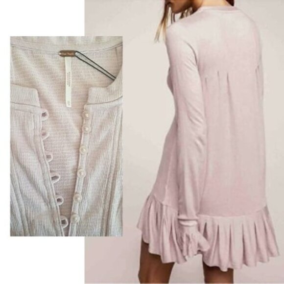 🎩🗝️ NWT 78 Free People Long Sleeved Dusty Lavender Shirt - XS - Boho Gypsy! - Picture 2 of 4